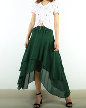 Load image into Gallery viewer, Women's elastic waist skirt, asymmetrical skirt, chiffon skirt, customized summer skirt(Q1004)