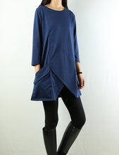 Load image into Gallery viewer, Womens 3/4 sleeve crew neck tunic top/cotton tunic dress/oversized dress/A-line casual dress (Q1943) - lijingshop