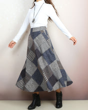 Load image into Gallery viewer, Plaid skirt, wool skirt, winter skirt women, flared skirt, boho skirt, elastic waist skirt, long skirt(Q2140)