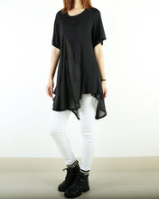 Load image into Gallery viewer, Short sleeve Modal Top/Modal and Chiffon Tunic Dress/Chiffon Tunic for Women/Tunic Tops for Leggings/chiffon dress/modal t-shirt/long sleeve t-shirt(Y1819)
