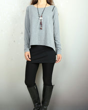 Load image into Gallery viewer, Women's asymmetrical tunic dress/cotton tunic top/plus size top/oversized t-shirt/false 2 pieces top/customized dress (Y1919)