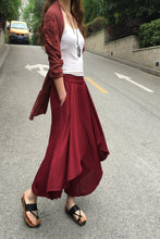 Load image into Gallery viewer, Women's pleated skirt pants/yoga skirt pants/oversized pants/elastic waist pants/asymmetrical trousers (K1661) - lijingshop