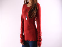 Load image into Gallery viewer, Gray t-shirt, V-neck top, bottoming Cotton t-Shirt, Women's Long Long Sleeves top, form fitting top(Y1117) - lijingshop