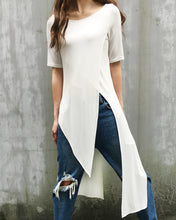 Load image into Gallery viewer, Women's modal cotton tunic dress/plus size tunic dress/short sleeve dress/asymmetrical top/customized black dress(Y1943) - lijingshop