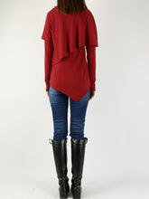 Load image into Gallery viewer, Women's oversized casual t-shirt/asymmetrical layered cotton top/customized clothing/long sleeve tops(Y1217) - lijingshop