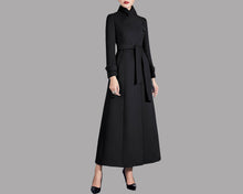 Load image into Gallery viewer, Women jacket with belt, long jacket, wool coat, winter coat, coat dress, long designer coat, warm coat, plus size coat Y0022