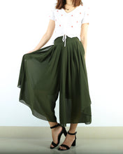 Load image into Gallery viewer, Women's elastic waist skirt pants/wide leg trousers/chiffon yoga skirt pants/oversized pants(K1710)