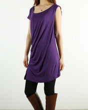 Load image into Gallery viewer, Women's short sleeve top/modal cotton t-shirt/asymmetrical top/casual tunic top/loose t-shirt/summer top/customized t-shirt(Y1940)