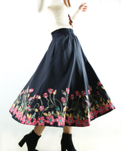 Load image into Gallery viewer, linen skirt, embroidery skirt, high waist skirt, maxi skirt, elastic waist skirt, custom made, long skirt (Q1898) - lijingshop