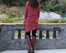 Load image into Gallery viewer, Cowl neck sweater, off shoulder sweaters, tunic dress, Pullover sweater, oversized sweaters with thumb holes, long sweaters (Y1112)