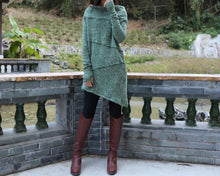 Load image into Gallery viewer, Cowl neck sweater, off shoulder sweaters, tunic dress, Pullover sweater, oversized sweaters with thumb holes, long sweaters (Y1112)