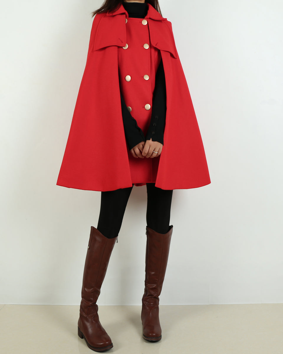 Womens red cape on sale coat