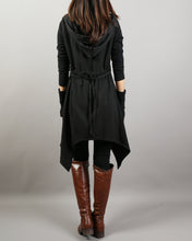 Load image into Gallery viewer, Women trench coat, cotton jacket, Long jacket, knit Trench Coat, Belt jacket, Handmade Coat, tencel jacket(Y1179)