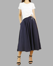 Load image into Gallery viewer, Flared skirt, Elastic waist skirt, Midi linen skirt, Boho skirt with pockets, high waist skirt(Q1062)