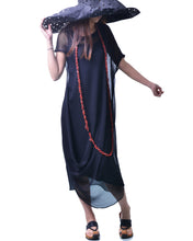 Load image into Gallery viewer, Women pleated chiffon dress set/modal cotton dress/crew neck dress/short sleeve dress/asymmetrical dress(Q1515) - lijingshop