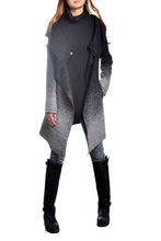 Load image into Gallery viewer, Womens wool coat and Cotton Top Set, Gradient Color Coat, Black Long Sleeve T-shirt, Winter Jacket, Wool Overcoat, Black and Gray Coat, Cotton Bottoming Top(Y1591) - lijingshop