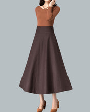 Load image into Gallery viewer, Flare skirt, Winter skirt, Midi skirt, Wool skirt, dark gray skirt, long skirt, vintage skirt, high waist skirt Q0026