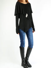 Load image into Gallery viewer, Women's asymmetrical layered cotton top/oversized casual t-shirt/customized clothing/long sleeve tops(Y1217) - lijingshop