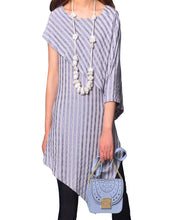Load image into Gallery viewer, Women's asymmetrical cotton tunic top/stripe dress/Casual Tunic dress/Summer Customized Plus Size short sleeve shirt/Maternity dress(Y19b6) - lijingshop