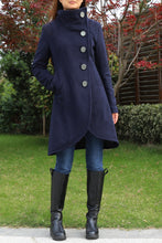 Load image into Gallery viewer, Button Down Jacket/Winter coat/Asymmetrical Overcoat/ Women's Wool Cashmere Coat/Plus Size Jacket/Casual Customized Jacket/oversized Coat(Y1225) - lijingshop