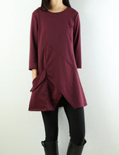 Load image into Gallery viewer, Womens 3/4 sleeve crew neck tunic top/cotton tunic dress/oversized dress/A-line casual dress (Q1943) - lijingshop