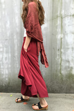 Load image into Gallery viewer, Women's yoga skirt pants/pleated skirt pants/oversized pants/elastic waist pants/asymmetrical trousers (K1661) - lijingshop