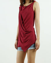 Load image into Gallery viewer, Women's asymmetrical t-shirt/modal cotton draping slip top/summer top/customized sleeveless top(Y1935)
