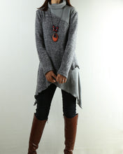 Load image into Gallery viewer, Women's pullover sweater/asymmetrical woolen black tunic dress/oversized casual customized plus size tunic top/maternity dress(Y1999S) - lijingshop