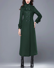 Load image into Gallery viewer, Wool coat, Double breasted wool jacket, winter coat, long jacket, High collar coat , coat dress, wool long coat, warm coat, plus size coat Y0021