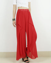 Load image into Gallery viewer, Elastic Waist Pants/Womens Chiffon Skirt Pants/Wide Leg trousers/High Waist Loose Trousers/Layered Flowy Pants/Black Pants(K1701)