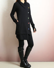 Load image into Gallery viewer, Cotton tunic dress, Rib knit top, Cotton tunic dress with thumbhole, long sleeve tunic, tunic top for leggings,lightweight sweater (Y2169)