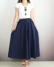 Load image into Gallery viewer, Boho skirt with pockets, Linen skirt, Elastic waist skirt, high waist skirt, flared skirt(Q1065)