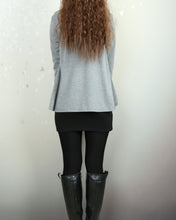 Load image into Gallery viewer, Women's asymmetrical tunic dress/cotton tunic top/plus size top/oversized t-shirt/false 2 pieces top/customized dress (Y1919)