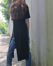 Load image into Gallery viewer, Women's modal cotton tunic dress/plus size tunic dress/short sleeve dress/asymmetrical top/customized black dress(Y1943) - lijingshop