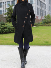 Load image into Gallery viewer, Women's asymmetrical cashmere jacket/woolen coat/plus size jacket/black oversized jacket/casual woolen top/customized coat (Y1812) - lijingshop