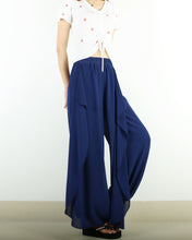 Load image into Gallery viewer, Womens Chiffon Skirt Pants/Elastic Waist Pants/Wide Leg trousers/High Waist Loose Trousers/Layered Flowy Pants/Black Pants(K1701)