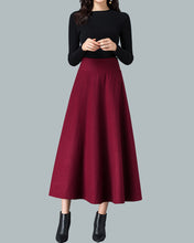 Load image into Gallery viewer, Winter skirt, Midi skirt, Wool skirt, dark gray skirt, long skirt, vintage skirt, high waist skirt, flare skirt Q0026