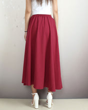 Load image into Gallery viewer, Elastic waist skirt, Midi linen skirt, Boho skirt with pockets, high waist skirt, flared skirt(Q1065)
