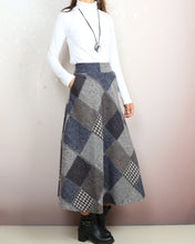 Load image into Gallery viewer, Plaid skirt, wool skirt, winter skirt women, flared skirt, boho skirt, elastic waist skirt, long skirt(Q2140)