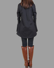 Load image into Gallery viewer, Women's Cotton Linen blouse/Bell Sleeves Shirt Dress/long sleeve shirt(Y20171a)