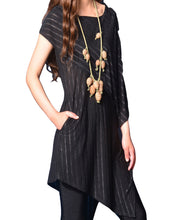 Load image into Gallery viewer, Women's stripe dress/asymmetrical cotton tunic top/Casual Tunic dress/Summer Customized Plus Size short sleeve shirt/Maternity dress(Y19b6) - lijingshop