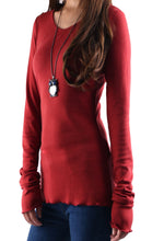 Load image into Gallery viewer, Women's Long Long Sleeves top, bottoming Cotton t-Shirt, Black shirt, v-neck top, form fitting top(Y1117) - lijingshop