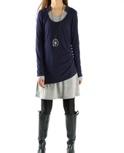 Load image into Gallery viewer, Women's Dress Set/V-neck cotton dress/Boho Cotton Layered Tunic Dress Set/long sleeve top(Q1702) - lijingshop