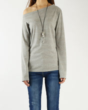 Load image into Gallery viewer, Women's long sleeve shirt/off shoulder top/Cotton t-shirt/casual top/customized t-shirt/long sleeve tops(Y1009) - lijingshop