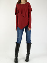Load image into Gallery viewer, Women's asymmetrical layered cotton top/oversized casual t-shirt/customized clothing/long sleeve tops(Y1217) - lijingshop