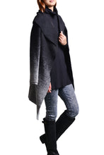 Load image into Gallery viewer, Womens wool coat and Cotton Top Set, Gradient Color Coat, Black Long Sleeve T-shirt, Winter Jacket, Wool Overcoat, Black and Gray Coat, Cotton Bottoming Top(Y1591) - lijingshop