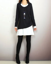 Load image into Gallery viewer, Cotton tunic dress set, boho tunic tops, V-neck cotton dress, long sleeve tops, cotton t-shirts, 2 pieces dress, mini dress(Q2129)