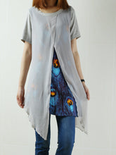 Load image into Gallery viewer, Womens Printed Tunic Dress/Short Sleeve tunic Top/Plus Size Tunic Top/Oversized T-shirt/Asymmetrical Dress(Y1702S) - lijingshop