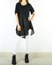 Load image into Gallery viewer, Short sleeve Modal Top/Modal and Chiffon Tunic Dress/Chiffon Tunic for Women/Tunic Tops for Leggings/chiffon dress/modal t-shirt/long sleeve t-shirt(Y1819)