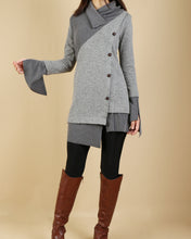 Load image into Gallery viewer, plus size tunic dress/oversize sweater/ knit sweater tunic dress/casual customized tunic top/pullover sweater(Y1673)